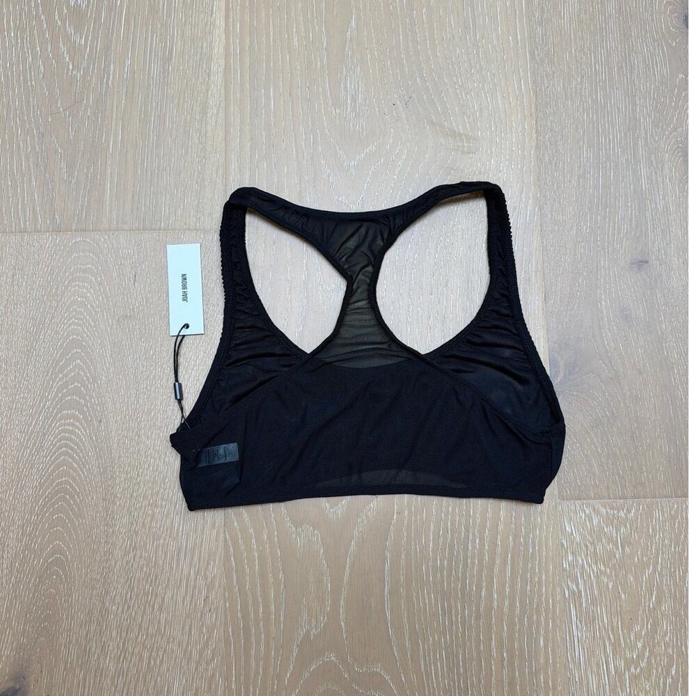 Joah Brown Bra Top Scoop Neck Sheer Mesh Size XS Black - Picture 2 of 5